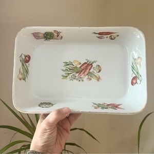 Louis Lourioux rectangular porcelain baking dish with vegetable designs …
